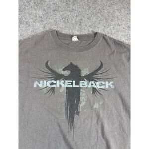 Vintage Nickelback Shirt Mens Gray Graphic Tee Grunge Rock Band Large Country